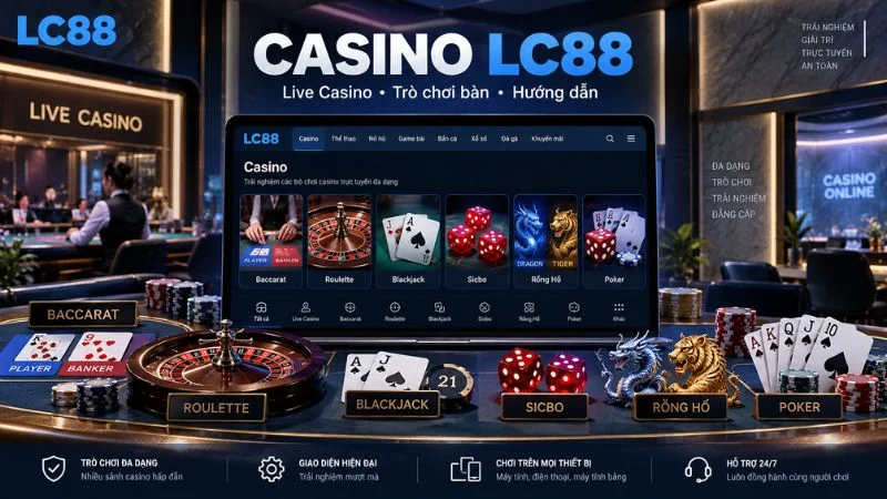 Casino LC88 với Live Casino và các trò chơi bàn phổ biến