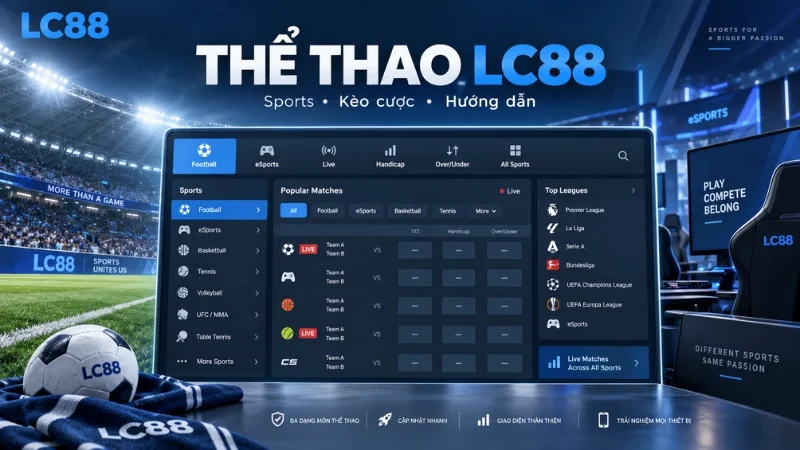 Thể thao LC88 với bóng đá, eSports và bảng kèo Sports